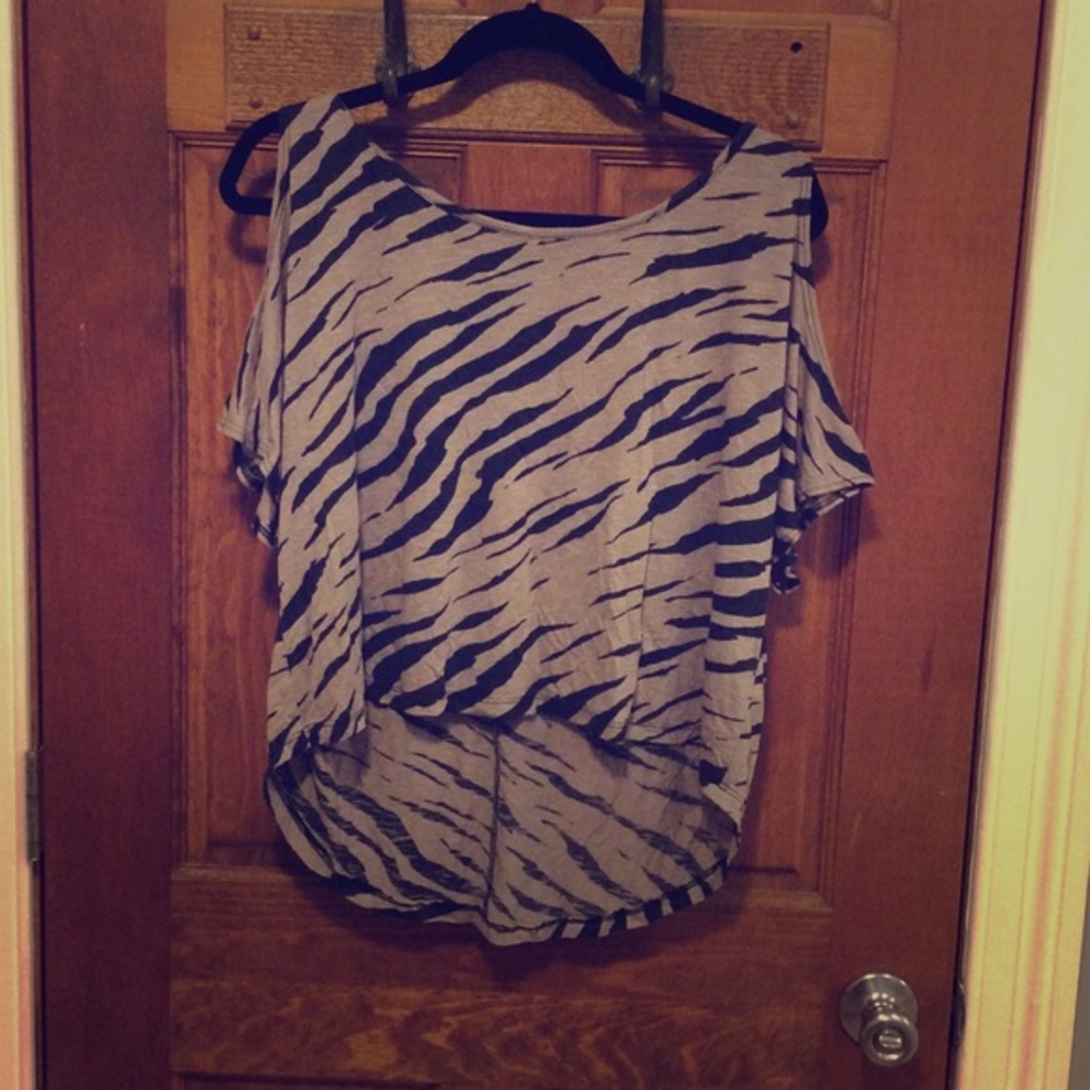 Large Forever 21 Zebra Print Hi-Lo Crop Top